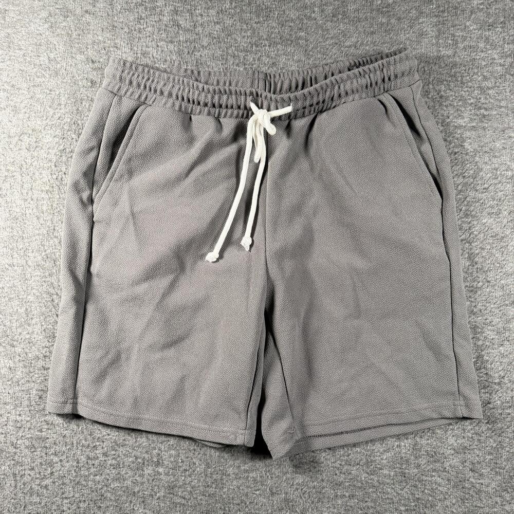 Manfinity Sweat Shorts Mens Small Gray Lounge Knit Drawstring Stretch 6" Inseam